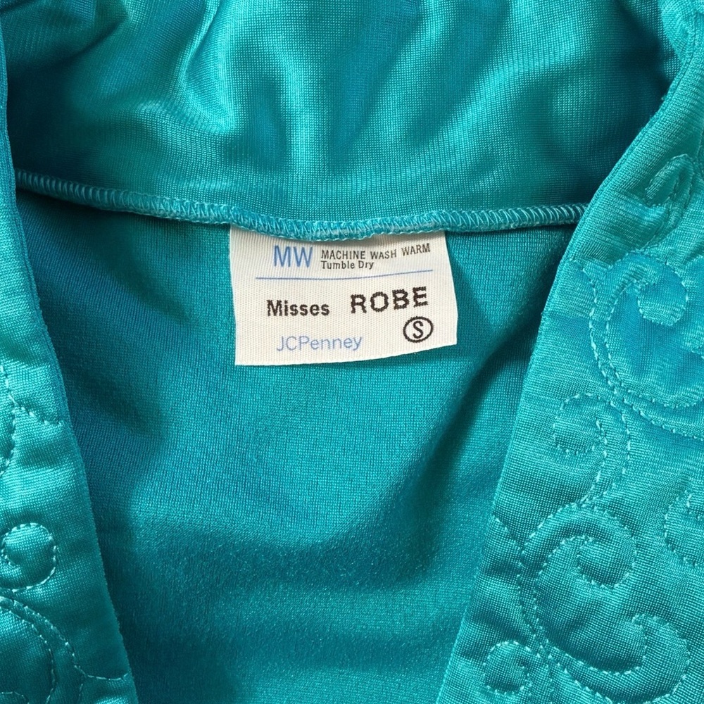 Vintage JCPenny Women’s Sateen Trim 3/4 Zip Short Housecoat Robe Size Small - Picture 10 of 11